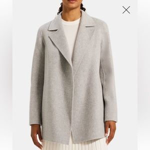 Theory Clairene Sileena grey coat cashmere wool L open double face jacket
